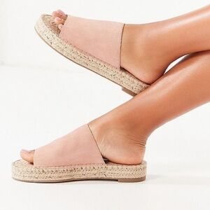 NIB Urban Outfitters Mimi Suede Espadrille Slide Sandals In Pink